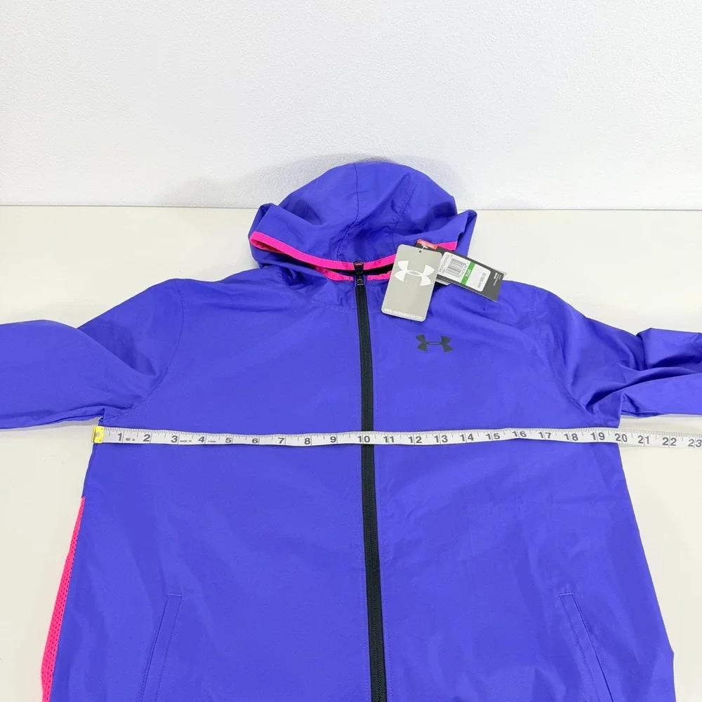 Under‎ Armour Girls 6X Blue Violet Full Zip Wind-resistant Sack Pack Rain Jacket